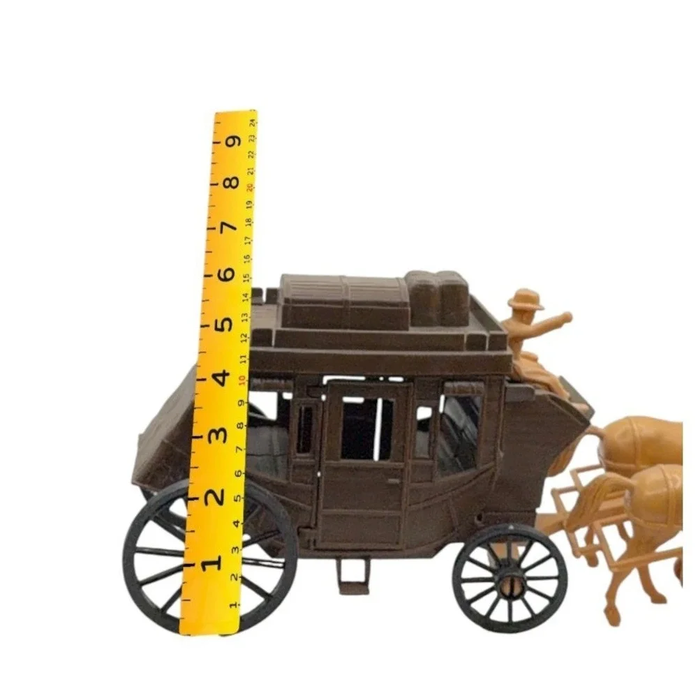 Vintage Western Stagecoach Horses Wagon Toy USA Processed Plastic Co 7665